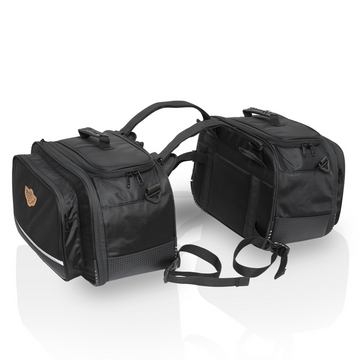 Combo 16: Stallion 65L Saddle Bags plus Shark Universal 28L Tank Bag with Waterproof Rain Covers Included